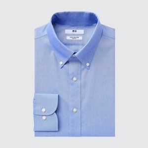 UNIQLO Super Non-Iron Slim-Fit Long-Sleeve Shirt (Button Down Collar) XL BLUE